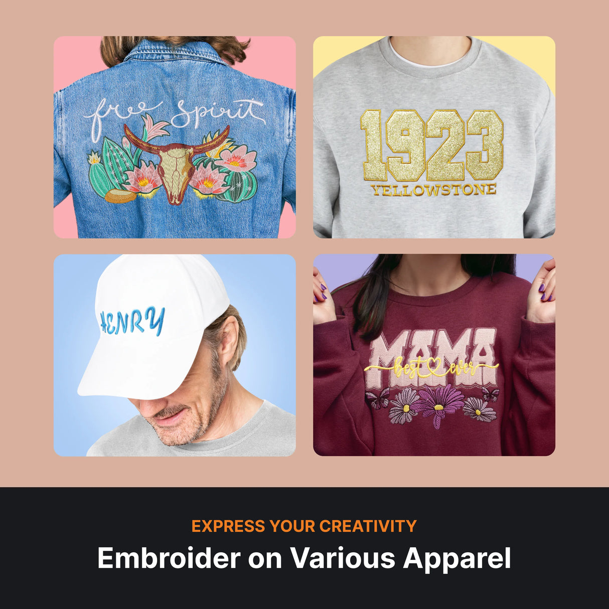 Use the creator embroidery machine to embroider on various apparel