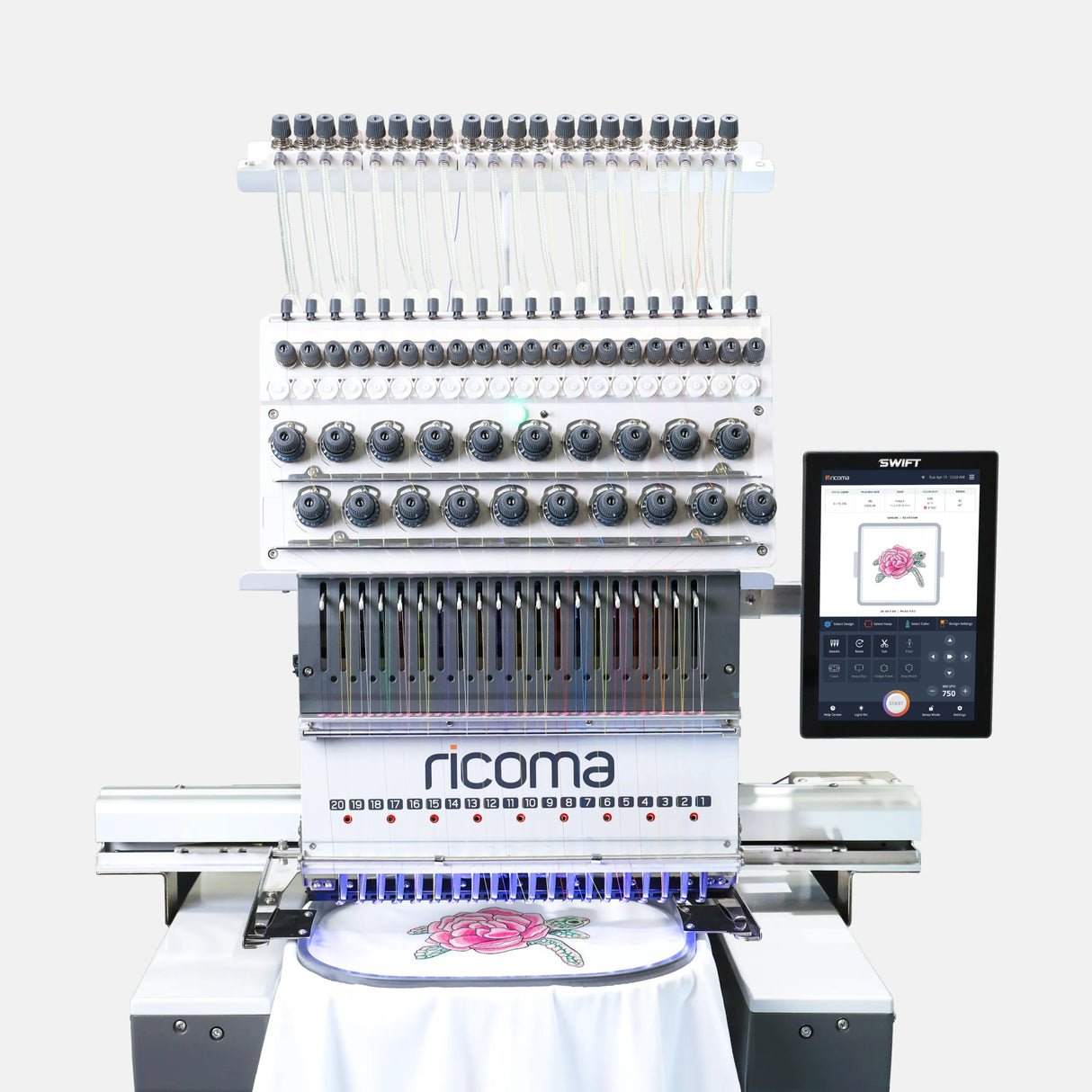 Swift 20-needle commercial embroidery machine Ricoma