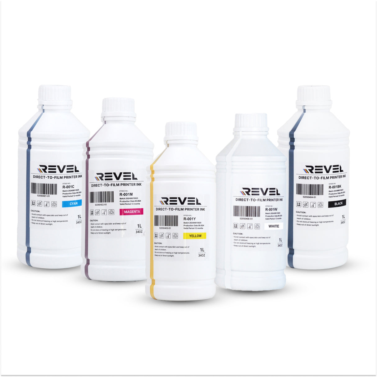 Ricoma Revel DTF CMYK and W bundle – 5L white background
