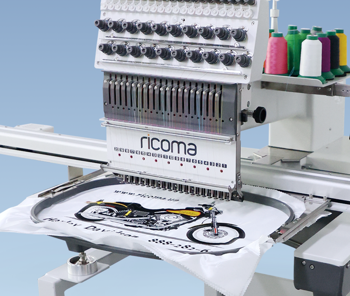 SWM embroidery machine with extended table for 163 x 52 cm large embroidery designs