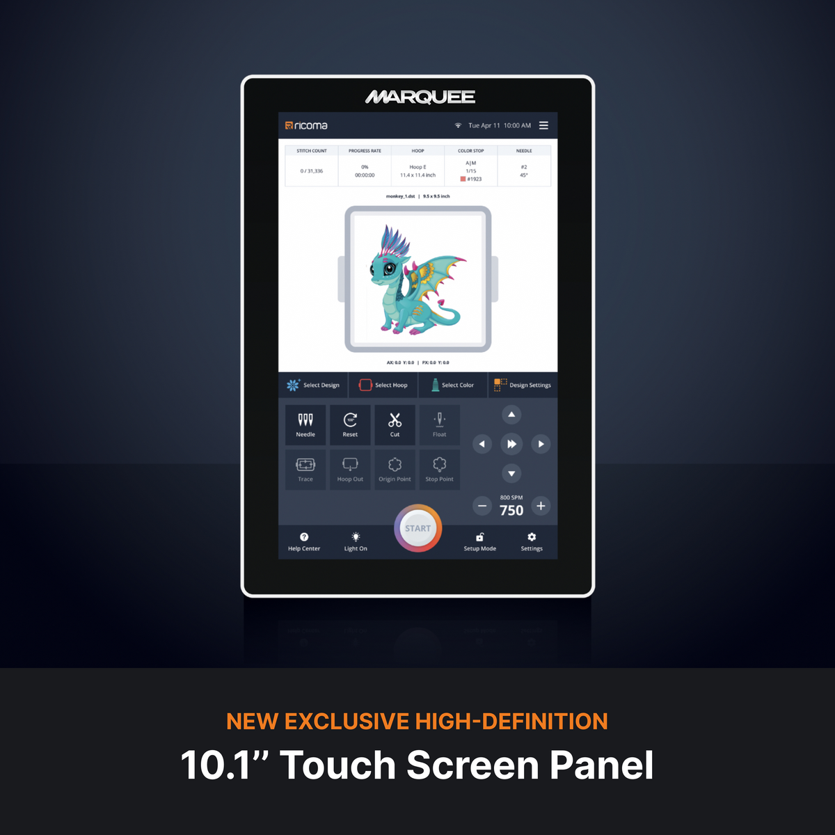 Marquee 15-Needle Commercial Embroidery Machine Series with 10.1" Touchscreen Panel