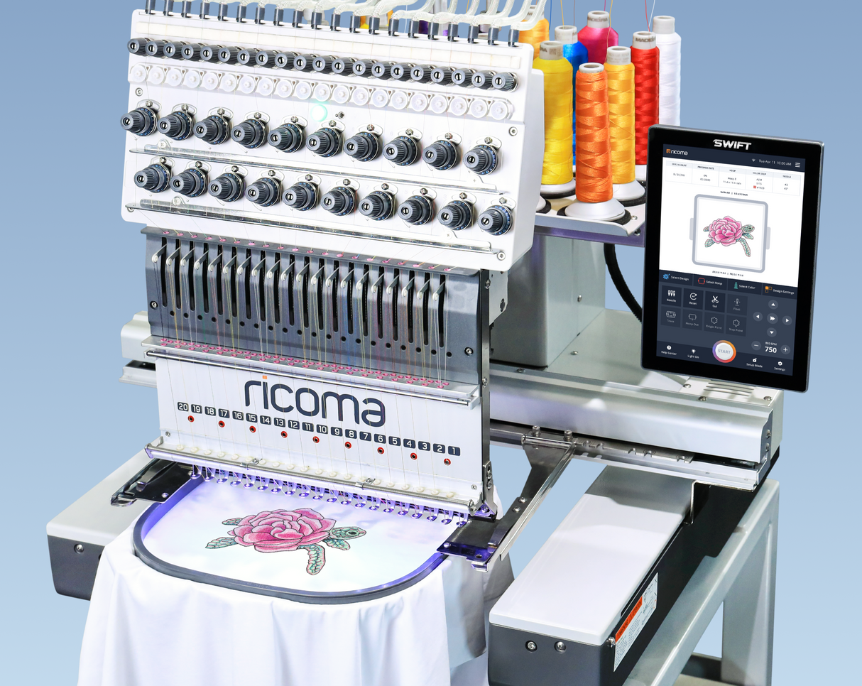 swift 20 needles embroidery machine with 10 inches panel 